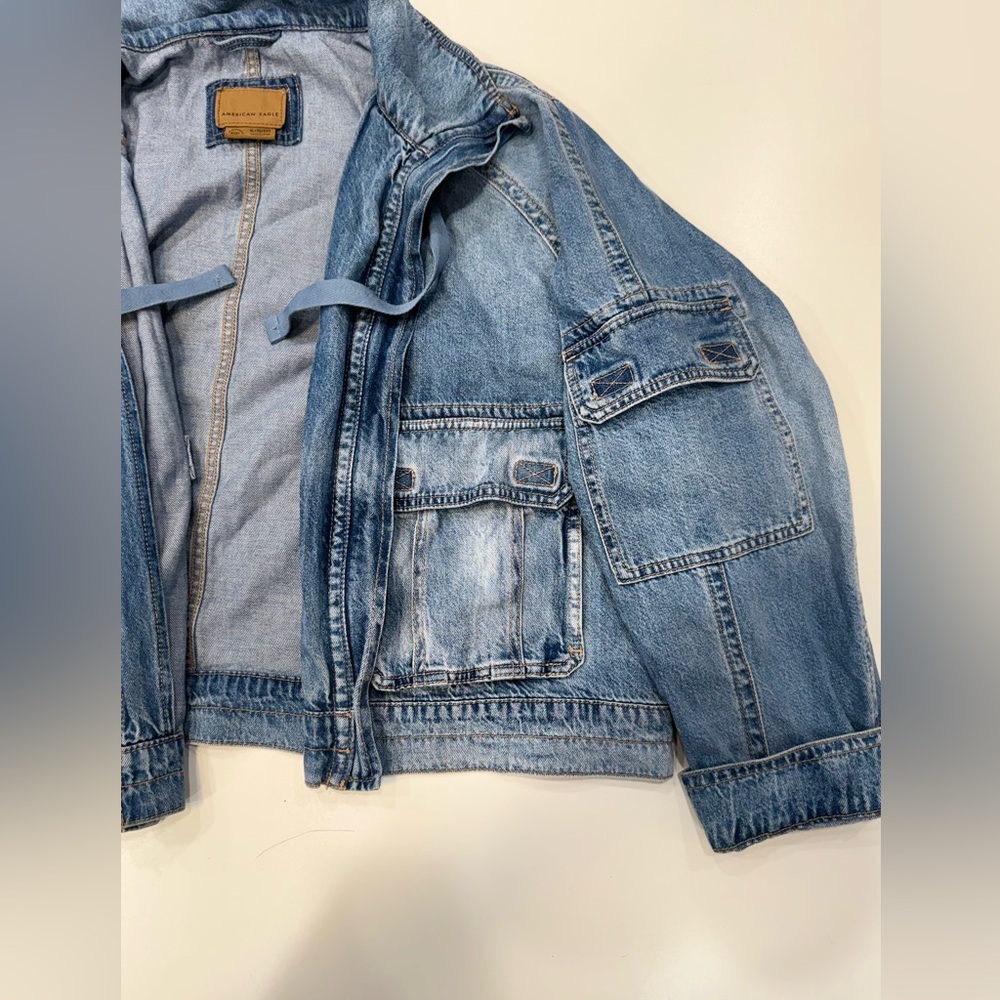 Stylish Blue Denim Jacket From American Eagle -XL - Picture 2 of 11
